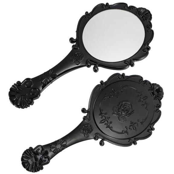OUNONA  2 Pcs Retro Handheld Vanity Mirror Women's Makeup Decorative