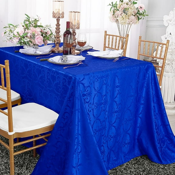 Wedding Linens Inc. 90"x 156" Rectangular Damask Jacquard Polyester Tablecloth Table Cover Linens for Wedding, Events, Decorations - Royal Blue