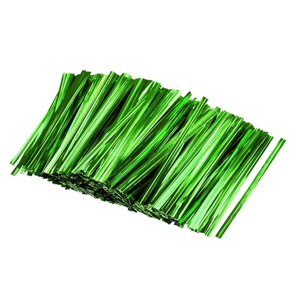 Unique Bargains 800pcs Metallic Twist Ties for Tying Bread, Cookies, Gift Bags Arts Crafts Ties Green 3 Inches