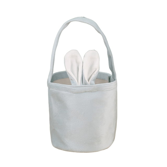 Easter Baskets For Kids Bunny Ear Handbag Style Tote Basket With Reinforced Handle 10 in Diameter 5 in Height