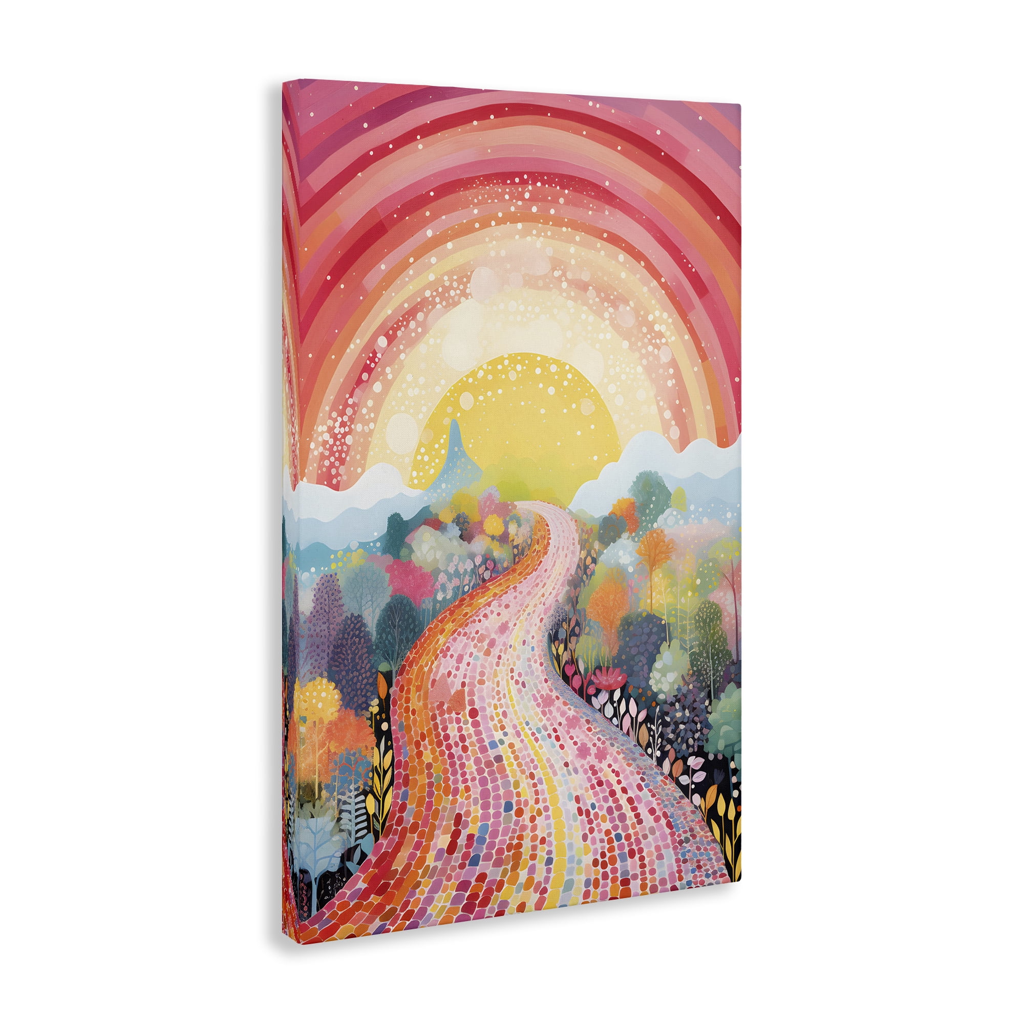 Stupell Industries Pink Brick Road Journey Landscape Painting Gallery Wrapped Canvas Art Print Wall Art, 24 x 36