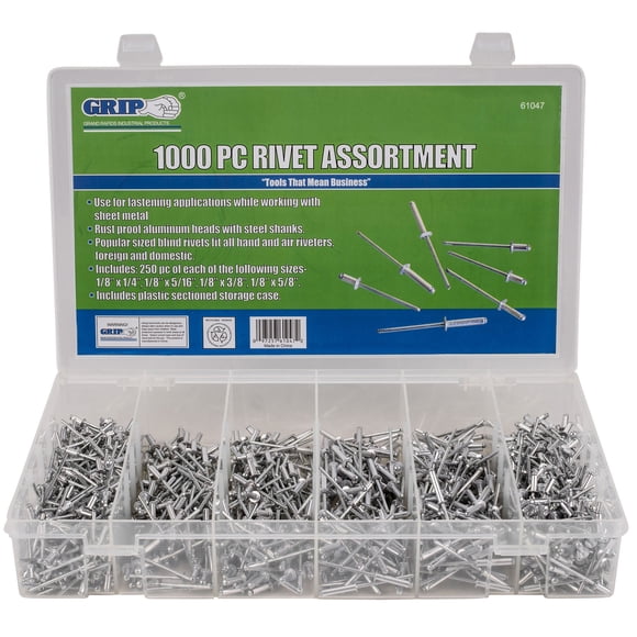 Grip Tools 61047 1,000 Piece Rivet Set