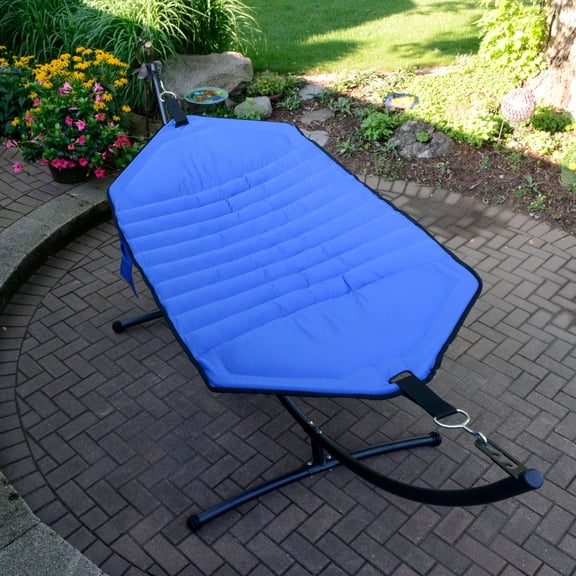 The Hamptons Collection 135" Steel Arc Stand Combination and Padded Olefin Fabric Hammock Hanging