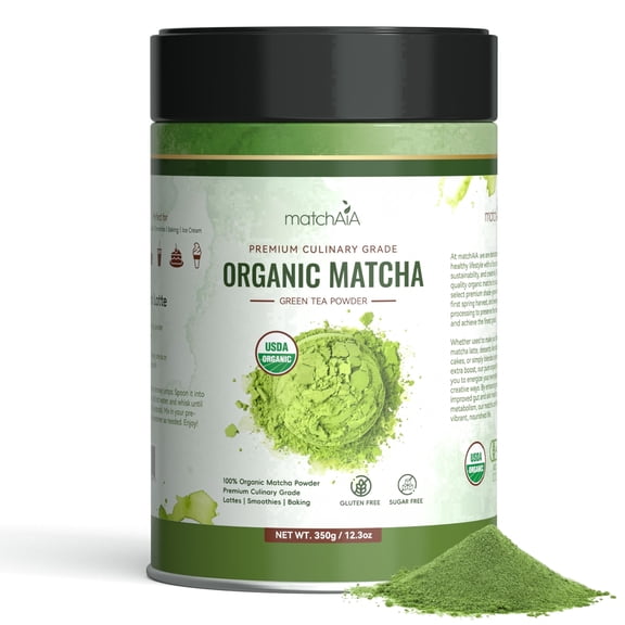 MatchAiA Organic Matcha Powder, Premium Culinary Grade, 350g/12.3oz, USDA Certified, 100% Pure, Perfect for Lattes, Smoothies, Desserts and Baking, Sugar Free, Gluten Free