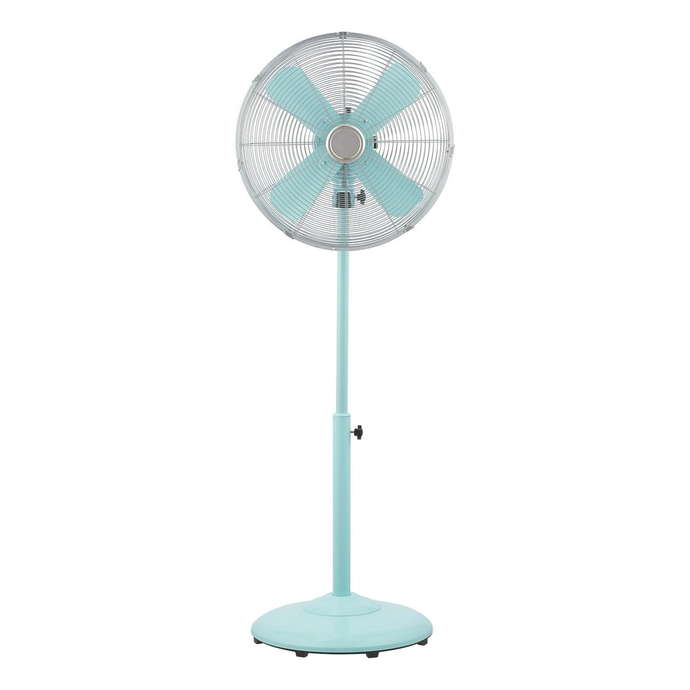 Better Homes & Gardens 16 inch Retro 3Speed Metal Pedestal Fan, Mint