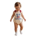 thumbnail image 2 of BemeyourBBs Newborn Baby Boy Girl My First 4th of July Outfit Patriot Independent Day Summer Clothes Romper Overalls USA Flag Embroidery Sleeveless Square Neck Backless Jumpsuit Bodysuit Overalls, 2 of 9