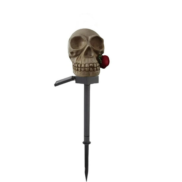 Exteriores Decoraciones de Halloween Faro Del Cráneo Solar Lámpara de Inserción Divertida Aterradora, Lámpara Del Patio de la Decoración Del Prop de la Resina de 40 cm con Iluminación Automática