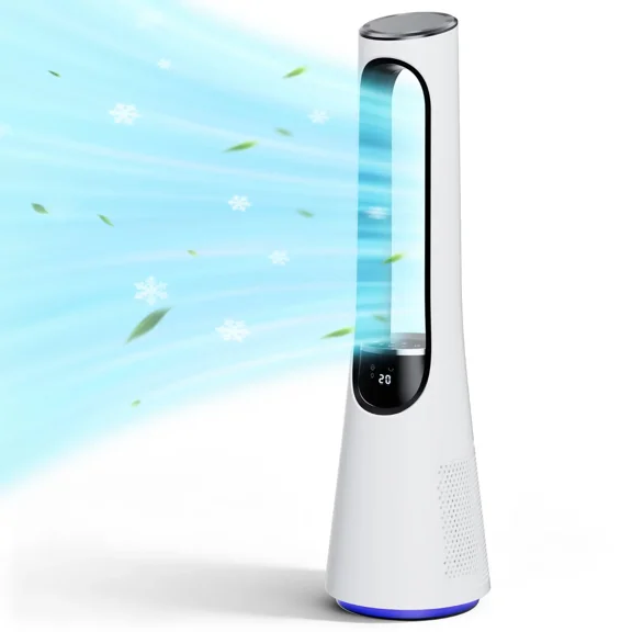 38" Bladeless Tower Fan for Bedroom, Standing Fan 120° Oscillating with Remote, 4 Modes, 20 Speeds for Home, Office