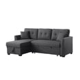 thumbnail image 2 of Alexent Sleeper Sofa with Pullout Bed, Lounge Sofa with Storage, 3 Seats Reversible Sleeper Sofa for Bedroom, Living Room, Dark Gray, 2 of 9
