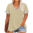 thumbnail image 2 of Womens Plus Size V Neck T Shirts Summer Short Sleeve Tees Casual Loose Solid Base Shirts Tops, 2 of 6