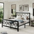 thumbnail image 2 of Sha Cerlin Black Queen Size Metal Platform Bed Frame with Vintage Circular Headboard & Footboard, Adult, 2 of 9