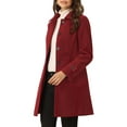 thumbnail image 4 of Unique Bargains Women's Peter Pan Collar Winter Outwear Trench Pea Coats M Red, 4 of 6
