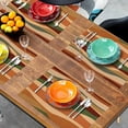 thumbnail image 6 of Orange and Teal Retro Art Placemats Set of 4, Turquoise Stripes Placemats, Washable Linen Farmhouse Placemats, Brown Table Mats for Home Kitchen Dining Party Holiday Decorations 12 X 18 Inch, 6 of 6