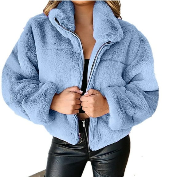 Fashion Short Coat Outerwear (S, Blue)