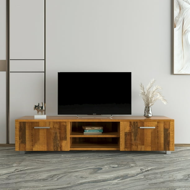 Wood TV Stand for TVs up to 75inch, Console Table Entertainment Center with Storage