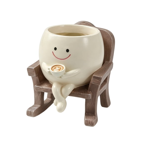 CZSCPDAW Face Rocking Chair Planter, Resin Head Flower Pot with Drainage Hole for Indoor and Outdoor Plants