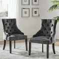 thumbnail image 3 of Weston Home Chelsea Lane Curved Back Velvet Tufted Dining Chair, Dark Gray (Set of 2), 3 of 6
