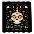 thumbnail image 3 of Ambesonne Sugar Skull Shower Curtain, Calavera and Candle, 69"Wx75"L, Black and Multicolor, 3 of 3