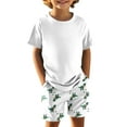 thumbnail image 2 of shoper Toddler Boy Sets 4t Crew Neck Dinosaur Football Print Casual Short Sleeve T Shirt Tops Party Outfits Shorts Beach Playwear Outfits White 110, 2 of 6