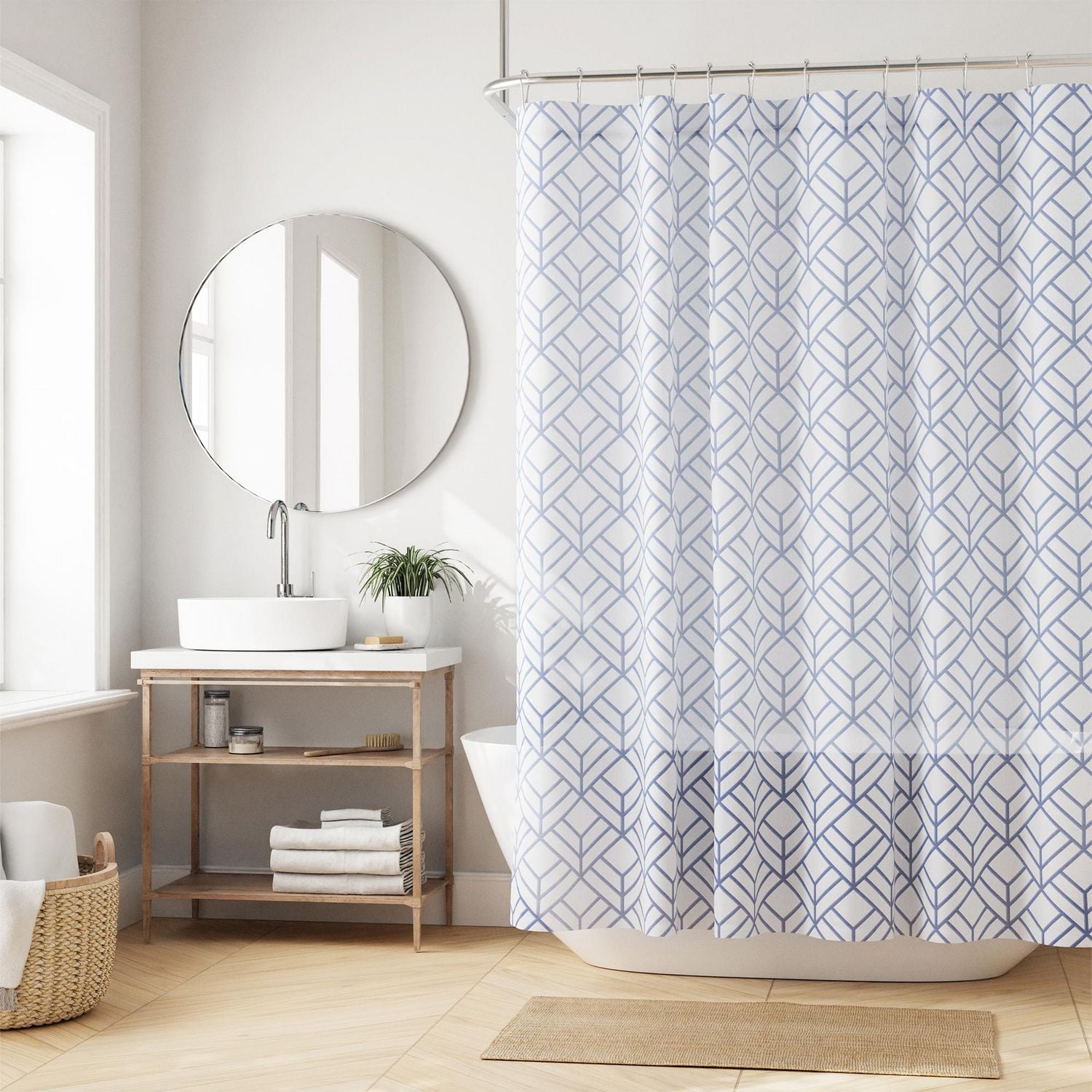 Hometrends Decorative Fabric Shower Curtain with Geometric Designs