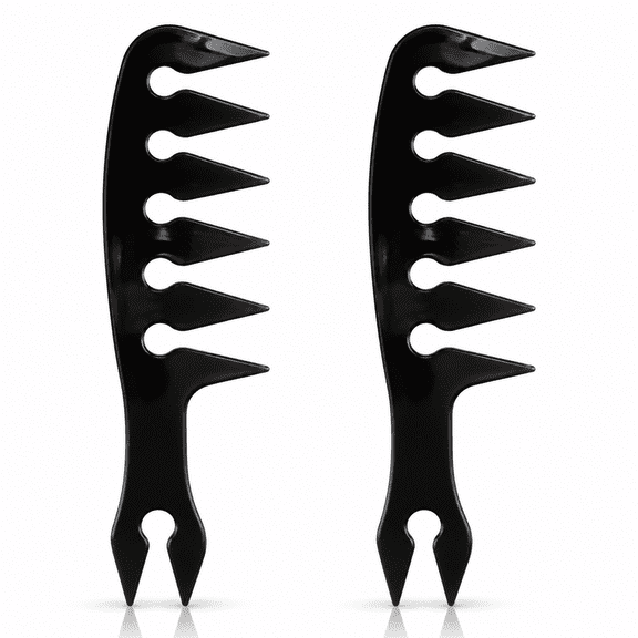 OPALESQUE 2 Pack Wide Tooth Texture Combs, 6.1 Inch Hair Styling Combs for Men and Women, Sectioning Hair Pick Combs for Barber and Daily Styling, Black