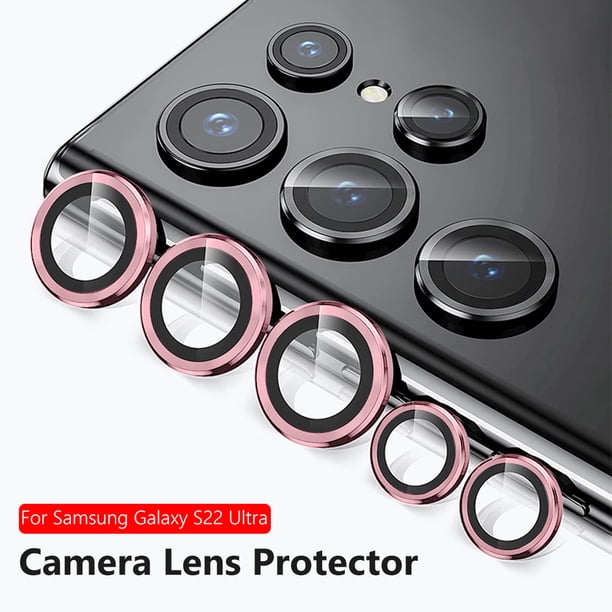 Protector De Lente De Cámara 5 protectores de lente de cámara de cristal mini para Samsung Galaxy S22 Ultra (rojo)