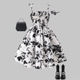 thumbnail image 7 of Kogui Little Girls Dresses Summer Dresses Girls Summer Floral Ruffle Sundress Cold Shoulder Casual Holiday Dresses Size 8-9 (Black,8-9 Years), 7 of 7