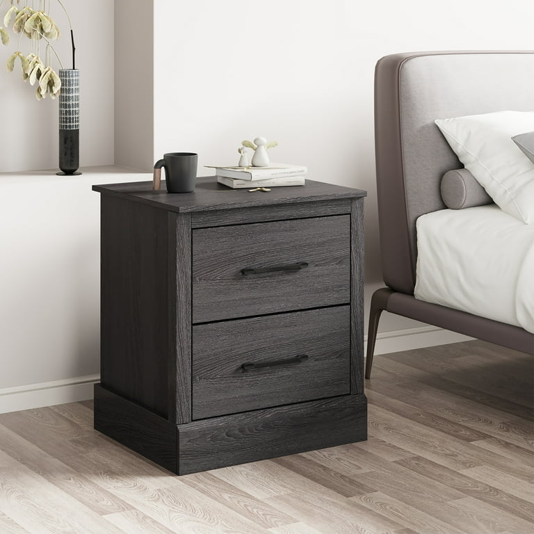 Costway 2 Drawer Nightstand Bedside Table Compact Sofa End Table