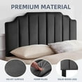 thumbnail image 5 of King Upholstered Headboard, Velvet Head Board, Tufted King Headboard only, Elegantly Curved Headboards only, Modern Vertical Channel Design Bed Head Board, Dark Gray, 5 of 7