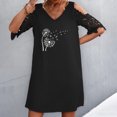 thumbnail image 2 of Vestidos de manga corta con hombros descubiertos y encaje con cuello en V estampado sexy de verano para mujer Fridja bnh5459, 2 of 8