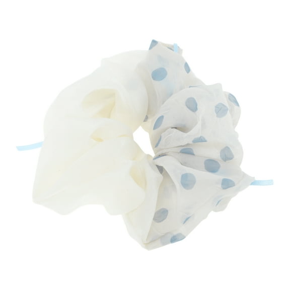 Unique Bargains 1 Pc Scrunchie Fashion Color-Blocked Polka Dots Hair Elastics Blue