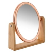 YEAKE Double Sided 10X Magnifying Makeup Mirror with Bamboo Stand ,Rose Gold