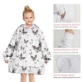 thumbnail image 6 of Black White Butterfly Pattern Blanket Hoodies for Kids 6-13YR Oversize Wearable Blanket Hoodies for Boys Girls Teens, 6 of 7
