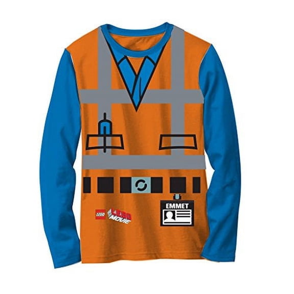 Lego Movie Emmet Orange Boys LONG SLEEVE Costume T-Shirt