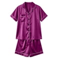 thumbnail image 4 of YHAJDS 2 Piece Sleepwear Short Sleeve Button Down with Shorts Summer Pajama Set for Women, 4 of 5