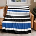 thumbnail image 2 of Abstract Stripe Flannel Blanket for Bed,Travel and Camping, Classic Navy Blue Black Lines Art Super Soft Cozy Blanket for All Seasons 60"x80", 2 of 7