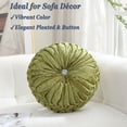 thumbnail image 3 of Velvet 15-Inch Round Decorative Pillow for Couch Décor (Sage Green), 3 of 6