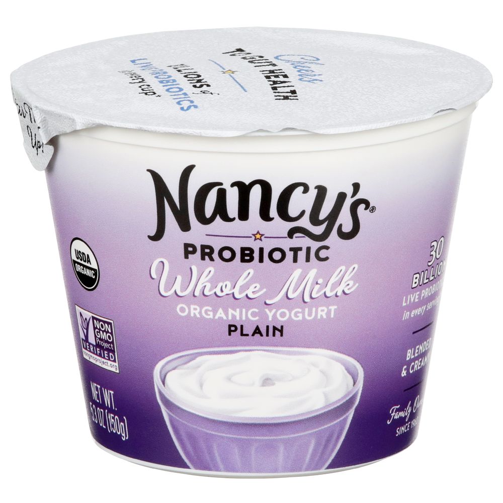 Nancys Organic Plain Probiotic Whole Milk Yogurt, 5.3 Ounce 6 per