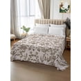 thumbnail image 2 of Farmhouse Brown Flat Sheet Only Twin Size, Soft Breathable Bed Top Sheets for Mattress, Vintage Flower Leaf Botanical Plant Luxury Bedding Flat Sheets for Home Hotel Bedroom Bed Protection, 2 of 9