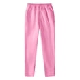 thumbnail image 3 of Bloomae Sweatpants for Women Elastic High Waist Straight Jogger Pants Casual Zipper Side Slit Loose Fit Wide Straight Leg Baggy Trousers with Zipper Pockets Pink XXL, 3 of 8