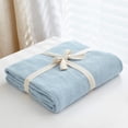 thumbnail image 2 of Longhui bedding 100% Cotton Light Blue Lightweight Cable Knit Throw Blanket for Couch Sofa Bed Home Décor Bonus Laundering Bag – Large 60 x 80 Inch, Machine Washable, Blue Color, 2 of 2