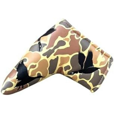 Duck Hunter Camo Putter Head Cover Blade Style Golf Accessories with Black Bird Embroidery Durable Camouflage Design for Men's and Women's Golf Clubs$$Sport & Recreation Other