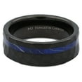 thumbnail image 2 of Metals Jewelry Men's / Women's Tungsten Carbide Brushed Finish 8mm Black Hammered with Blue Wood Inlay Wedding Band, Comfort Fit Ring Size 8, 2 of 5