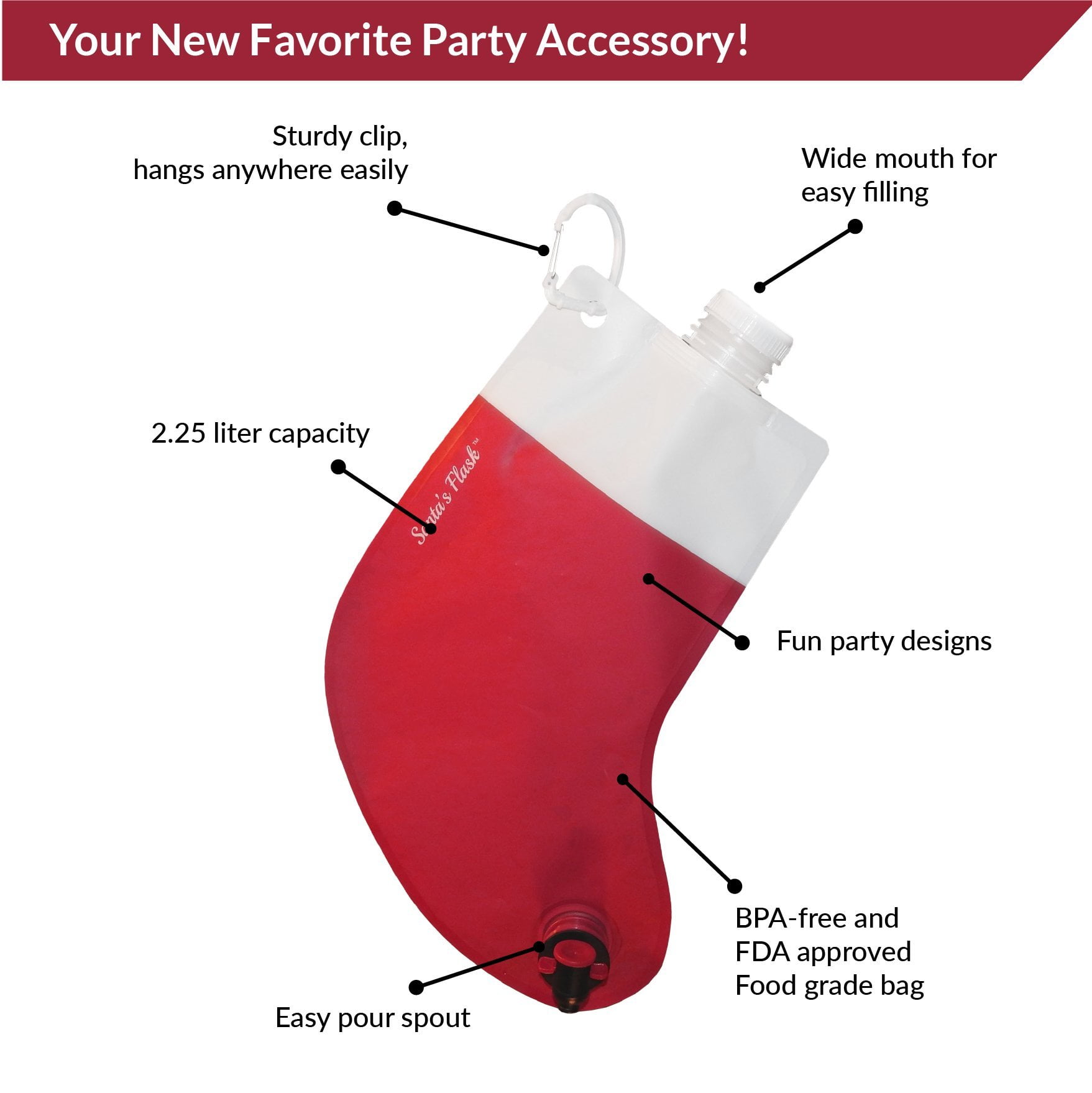 Party Flasks Santas Flask For Liquor Wine Drinks Funny Gag Gifts For White Elephant Christmas Gifts Exchanges Beverage Dispenser Holds 2 25 Liters For Holiday Graduation Office Parties Walmart Com Walmart Com