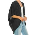 thumbnail image 6 of Women's Loose Fit 3/4 Sleeves Kimono Style Cover Up Solid Cardigan Pack of 2, 6 of 7