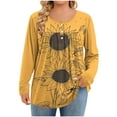 thumbnail image 2 of New trending & for spring GaThRRgYP Crewneck Sweatshirts for Women,Women's Fashion Printing Casual Round Neck Long Sleeve Button Loose T-shirt Daily Printed Top Yellow L, 2 of 6