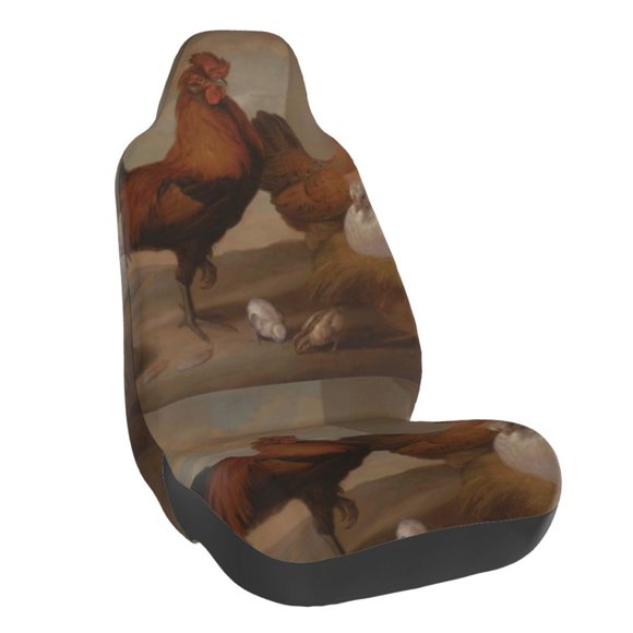 Balery Oil Painting Chicken And Duck Funda de Asiento para Auto con Diseño - Cubierta Frontal Suave y Transpirable con Protector Antideslizante- 1 Unidad