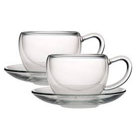 - Double Wall Glass Tea & Coffee Espresso Cup Glasses, Set of 2 - 230ml / 8oz (2)