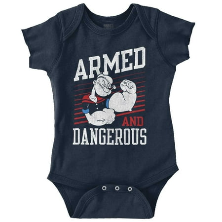 

Popeye Armed Dangerous Biceps Workout Romper Boys or Girls Infant Baby Brisco Brands 12M