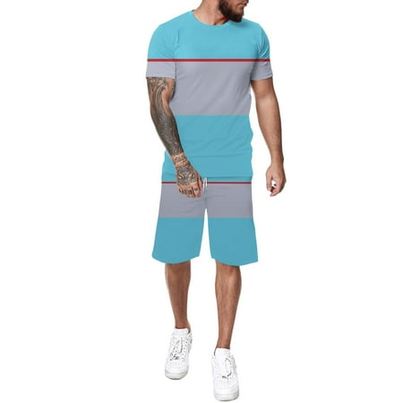 

ketyyh-chn99 Sky Blue Blue Scrubs For Men Set Mens Athletic 2 Piece Tracksuit Set